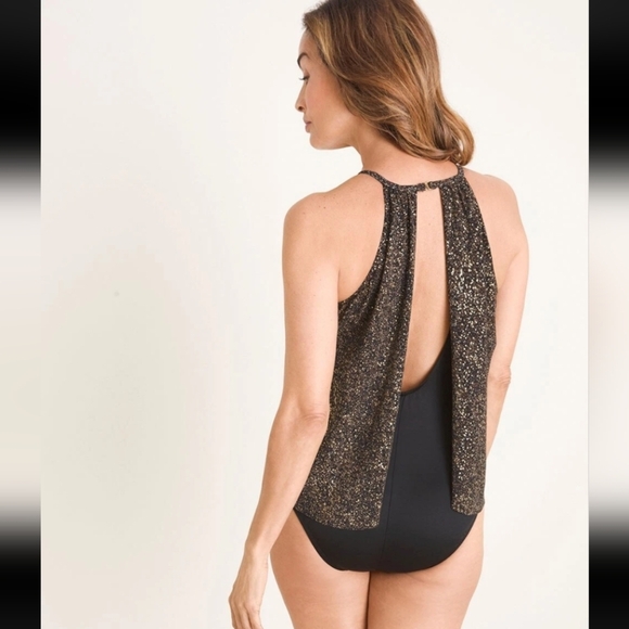 Magicsuit Black & Gold Flattering One Piece Swimsuit Size 16 - Picture 5 of 7